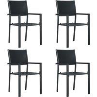 vidaXL Garden Chairs 4 pcs Black Plastic Rattan Look, Black