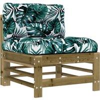 vidaXL Middle Sofa with Cushions Impregnated Wood Pine, Brown