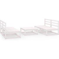 vidaXL 5 Piece Garden Lounge Set White Solid Wood Pine, White