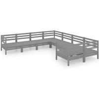 vidaXL 8 Piece Garden Lounge Set Solid Wood Pine Grey, Grey