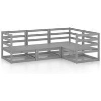 vidaXL 4 Piece Garden Lounge Set Grey Solid Wood Pine, Grey