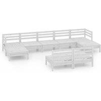 vidaXL 9 Piece Garden Lounge Set White Solid Wood Pine, White
