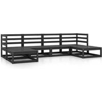 vidaXL 6 Piece Garden Lounge Set Solid Pinewood, Black