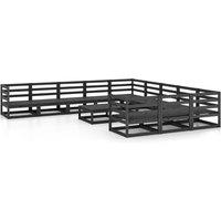 vidaXL 12 Piece Garden Lounge Set Solid Pinewood, Black