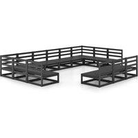 vidaXL 13 Piece Garden Lounge Set Solid Pinewood, Black