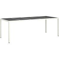 vidaXL Garden Table White 250x100x75 cm Poly Rattan and Tempered Glass, White