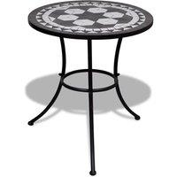 vidaXL Bistro Table Black and White 60 cm Mosaic, Black