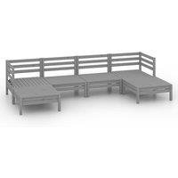 vidaXL 6 Piece Garden Lounge Set Grey Solid Wood Pine, Grey