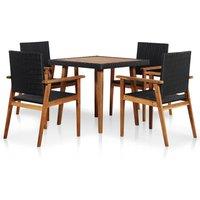 vidaXL 5 Piece Outdoor Dining Set Poly Rattan Black and Brown, Black