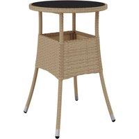 vidaXL Garden Table 60x75 cm Tempered Glass and Poly Rattan Beige, Cream