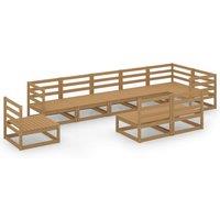 vidaXL 9 Piece Garden Lounge Set Honey Brown Solid Pinewood, Brown