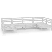 vidaXL 6 Piece Garden Lounge Set White Solid Wood Pine, White