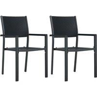 vidaXL Garden Chairs 2 pcs Black Plastic Rattan Look, Black