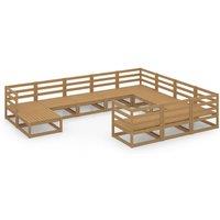 vidaXL 11 Piece Garden Lounge Set Solid Pinewood, Brown