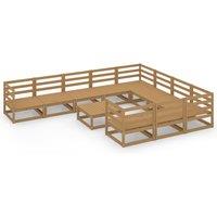 vidaXL 11 Piece Garden Lounge Set Solid Pinewood, Brown