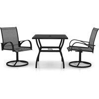vidaXL 3 Piece Garden Dining Set Textilene and Steel, Grey