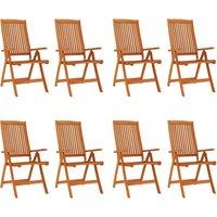vidaXL Folding Garden Chairs 8 pcs Solid Wood Eucalyptus, Brown