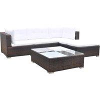 vidaXL 5 Piece Garden Lounge Set with Cushions Poly Rattan Brown, Brown
