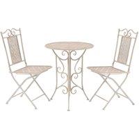 vidaXL 3 Piece Bistro Set Steel White, White
