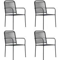 vidaXL Garden Chairs 4 pcs Cotton Rope and Steel Black, Black