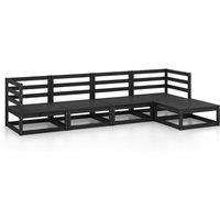 vidaXL 5 Piece Garden Lounge Set Black Solid Pinewood, Black
