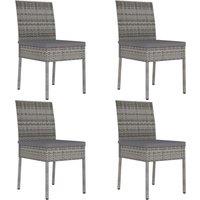 vidaXL Garden Dining Chairs 4 pcs Poly Rattan Grey, Grey