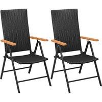 vidaXL Stackable Garden Chairs 2 pcs Poly Rattan Black, Black