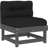 vidaXL Middle Sofa with Cushions Grey Solid Wood Pine, Grey