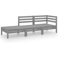 vidaXL 3 Piece Garden Lounge Set Grey Solid Pinewood, Grey