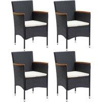 vidaXL Garden Dining Chairs 4 pcs Poly Rattan Black, Black