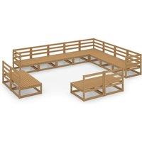 vidaXL 12 Piece Garden Lounge Set Honey Brown Solid Pinewood, Brown