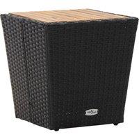 vidaXL Tea Table Black 41.5x41.5x43cm Poly Rattan and Solid Acacia Wood, Black