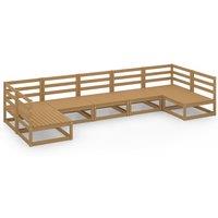 vidaXL 7 Piece Garden Lounge Set Solid Pinewood, Brown