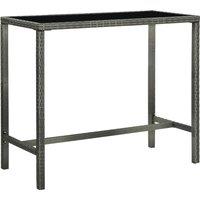 vidaXL Garden Bar Table Grey 130x60x110 cm Poly Rattan and Glass, Grey
