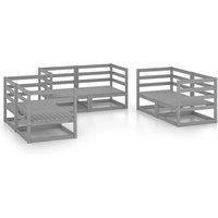 vidaXL 6 Piece Garden Lounge Set Grey Solid Pinewood, Grey
