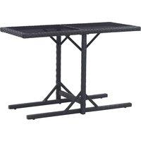 vidaXL Garden Table Black 110x53x72 cm Glass and Poly Rattan, Black