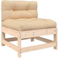 vidaXL Middle Sofa with Cushions Solid Wood Pine, Brown
