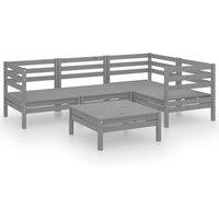 vidaXL 5 Piece Garden Lounge Set Solid Pinewood Grey, Grey