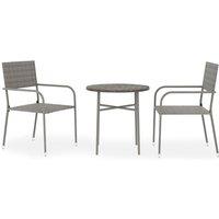 vidaXL 3 Piece Garden Dining Set Poly Rattan Grey, Grey