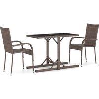 vidaXL 3 Piece Garden Dining Set Brown, Brown