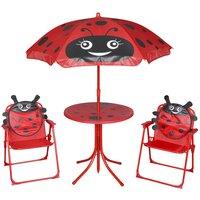 vidaXL 3 Piece Kids' Garden Bistro Set with Parasol Red, Red