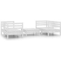 vidaXL 5 Piece Garden Lounge Set White Solid Pinewood, White