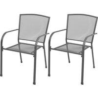 vidaXL Stackable Garden Chairs 2 pcs Steel Grey, Grey