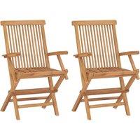 vidaXL Folding Garden Chairs 2 pcs Solid Teak Wood, Brown