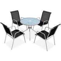 vidaXL 5 Piece Outdoor Dining Set Steel Black, Grey