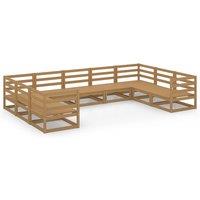 vidaXL 9 Piece Garden Lounge Set Solid Wood Pine, Brown