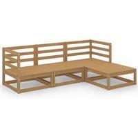 vidaXL 4 Piece Garden Lounge Set Honey Brown Solid Wood Pine, Brown