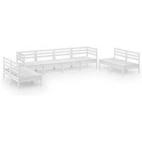 vidaXL 8 Piece Garden Lounge Set White Solid Pinewood, White