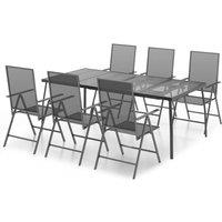 vidaXL 7 Piece Garden Dining Set Anthracite Steel, Grey