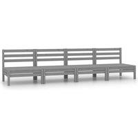 vidaXL Garden Middle Sofas 4 pcs Grey Solid Pinewood, Grey